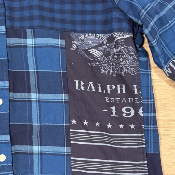 Polo Ralph Lauren Blue Flannel Patchwork Button Up Collar Shirt - Picture 3 of 9